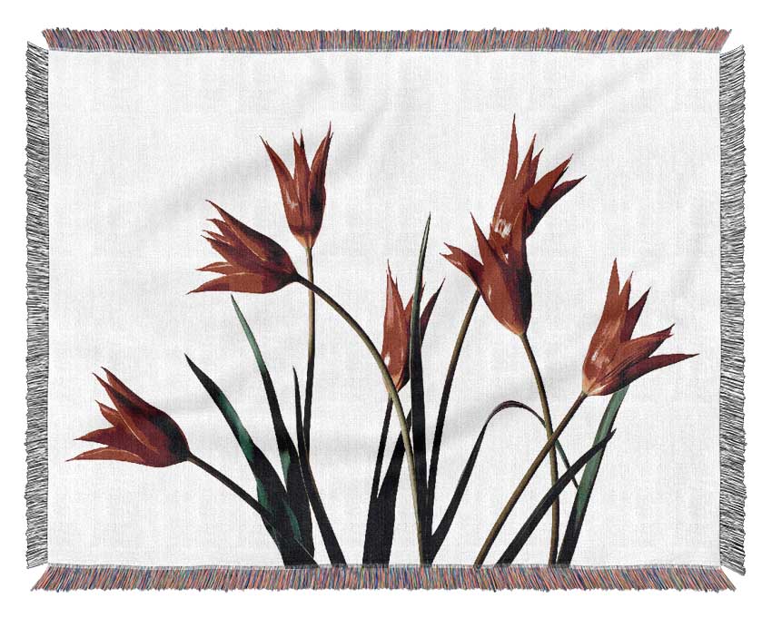 Red Fire Tulip Bouquet Woven Blanket