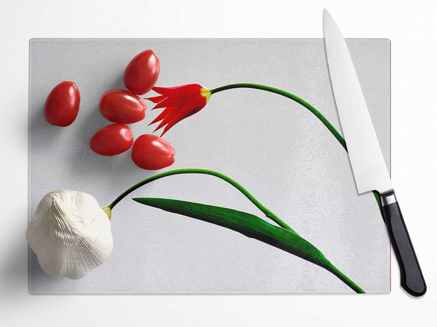 Twin Fire Tulips Glass Chopping Board