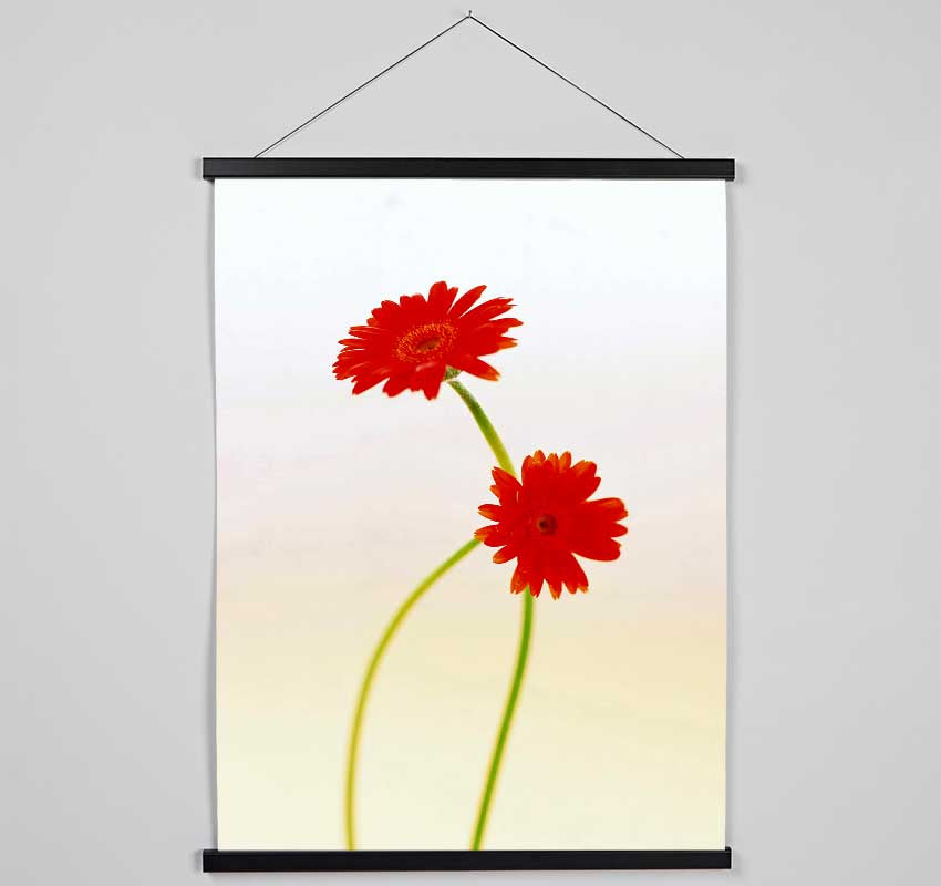 Twin Red Daisies Hanging Poster - Wallart-Direct UK