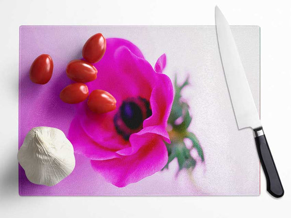 Pink Poppy Centre Glass Chopping Board