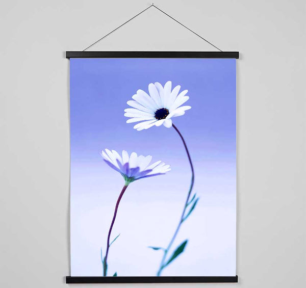 White Daisy Duo On Lilac Hanging Poster - Wallart-Direct UK