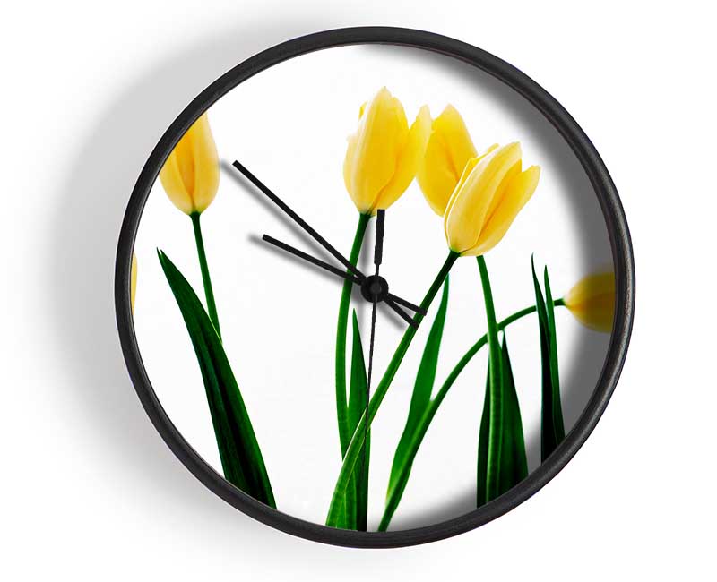 Yellow Tulip March Clock - Wallart-Direct UK