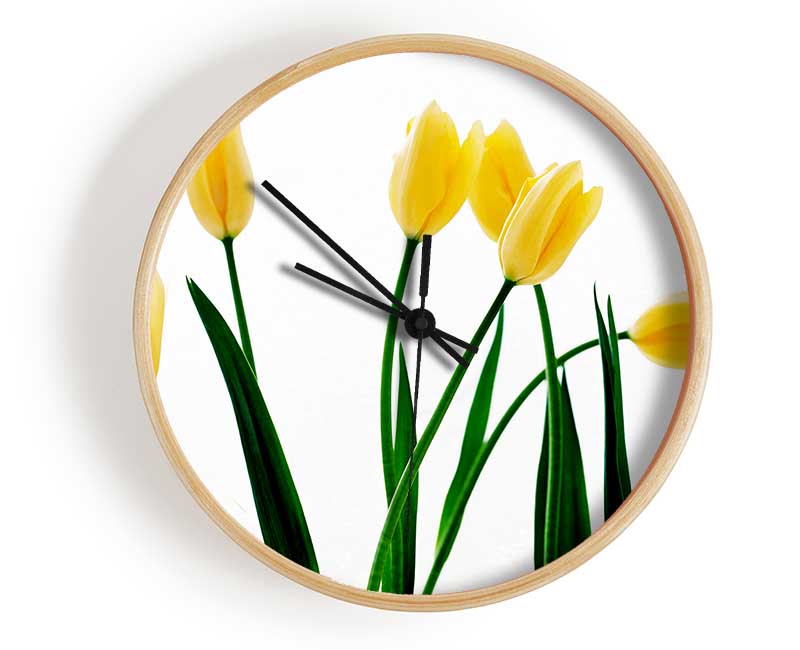 Yellow Tulip March Clock - Wallart-Direct UK