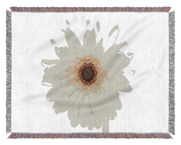 White On White Daisy Face Woven Blanket