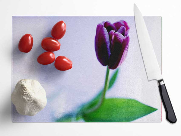 Single Purple Tulip Glass Chopping Board