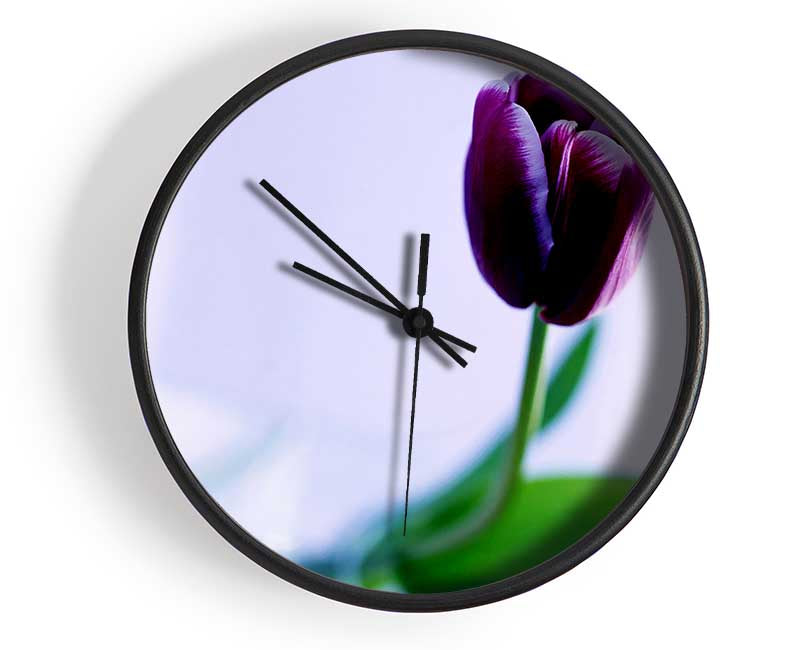 Single Purple Tulip Clock - Wallart-Direct UK