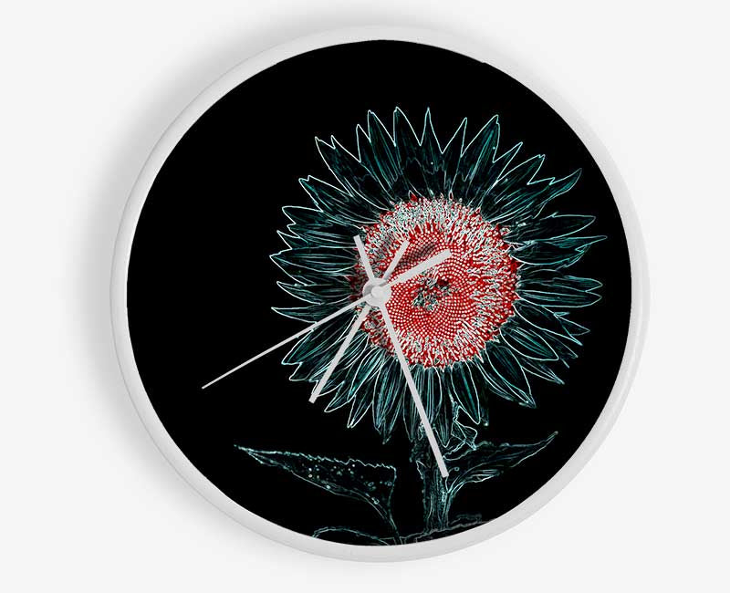 Abstarct Neon Floral 20 Clock - Wallart-Direct UK