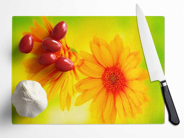 Vibrant Yellow Daisys Glass Chopping Board