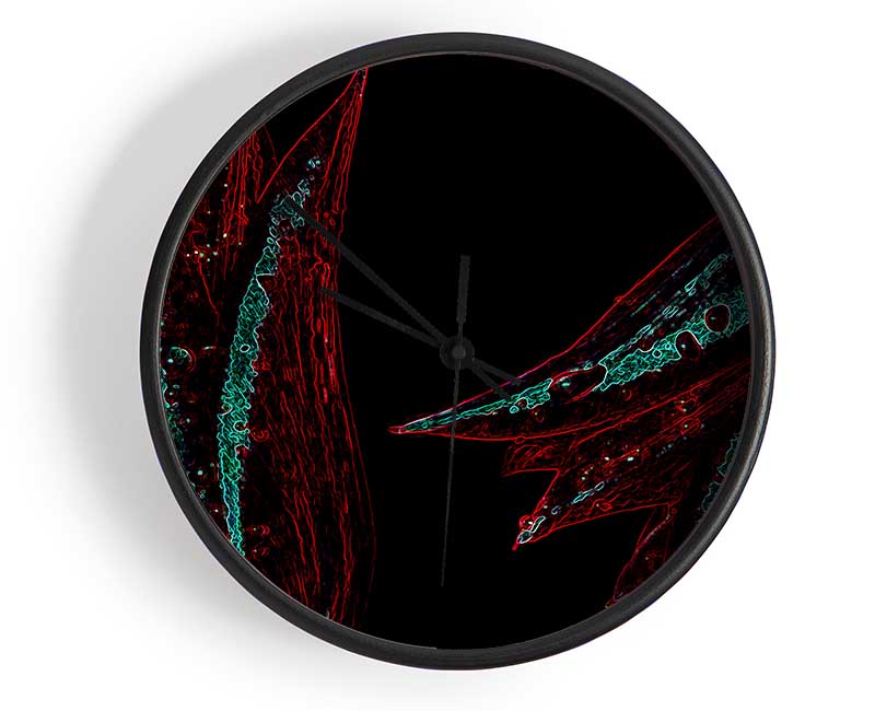 Abstarct Neon Floral 37 Clock - Wallart-Direct UK