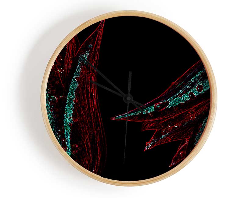 Abstarct Neon Floral 37 Clock - Wallart-Direct UK