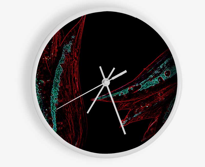 Abstarct Neon Floral 37 Clock - Wallart-Direct UK