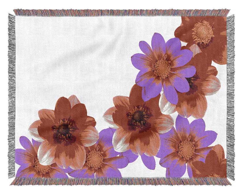 Pink And Red Flower Heads Woven Blanket