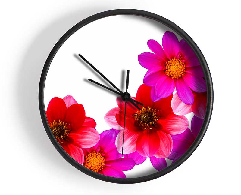 Pink And Red Flower Heads Clock - Wallart-Direct UK