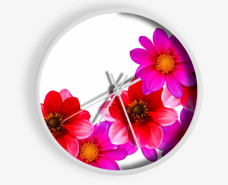 Pink And Red Flower Heads Clock - Wallart-Direct UK