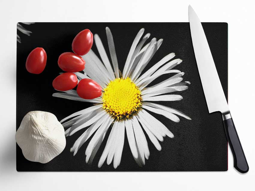 White Daisy Sunlight Glass Chopping Board