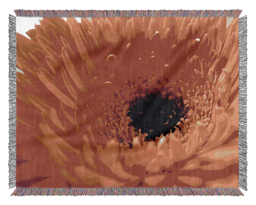 Orange Gerbera Close-Up Woven Blanket