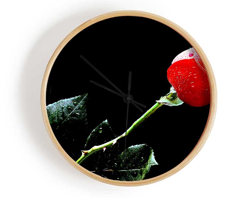 Love Of A Single Red Rose Clock - Wallart-Direct UK