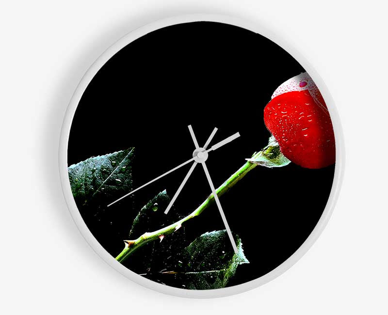 Love Of A Single Red Rose Clock - Wallart-Direct UK