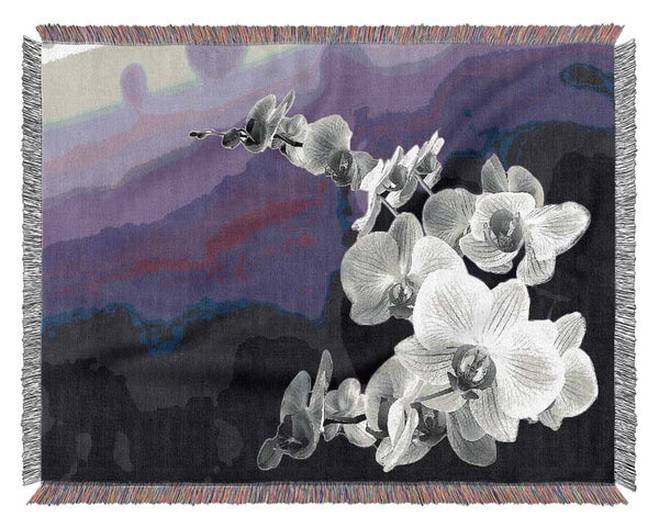 Snap Dragon Purple B n W Woven Blanket