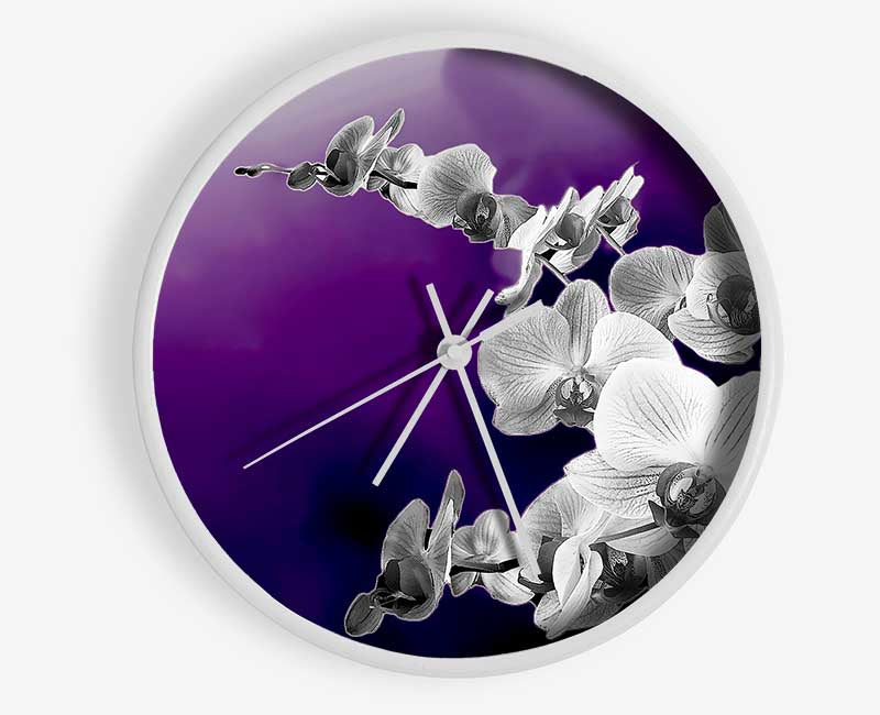 Snap Dragon Purple B n W Clock - Wallart-Direct UK