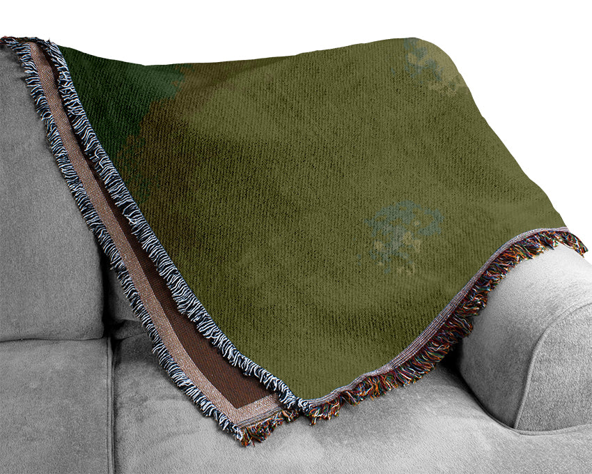 Green Apple Blossom Woven Blanket