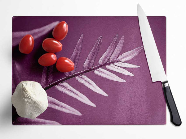 Purple Leaves Glass Chopping Board