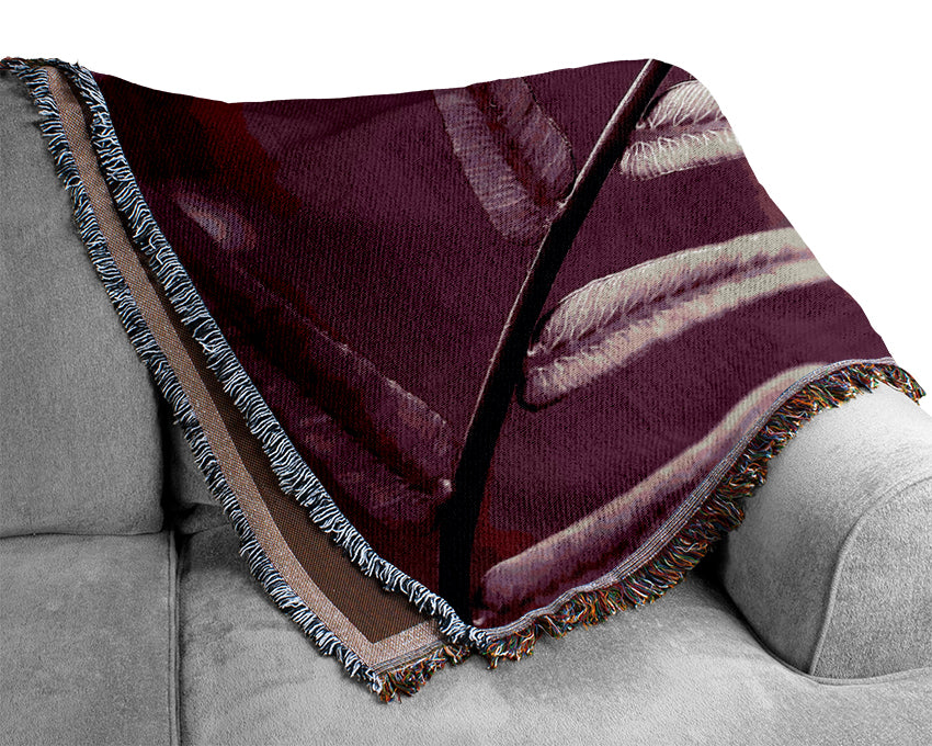 Purple Leaves Woven Blanket