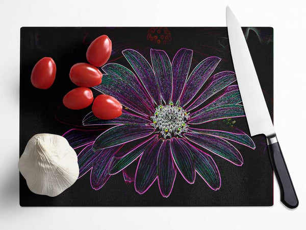 Abstarct Neon Floral 14 Glass Chopping Board