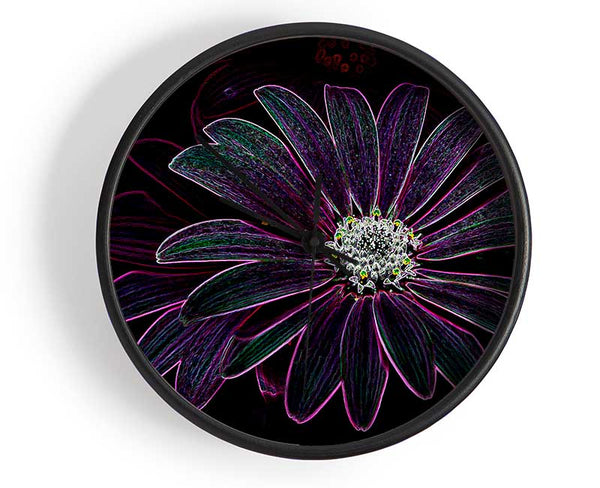 Abstarct Neon Floral 14 Clock - Wallart-Direct UK