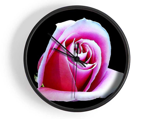 Pink Rose On Black Clock - Wallart-Direct UK