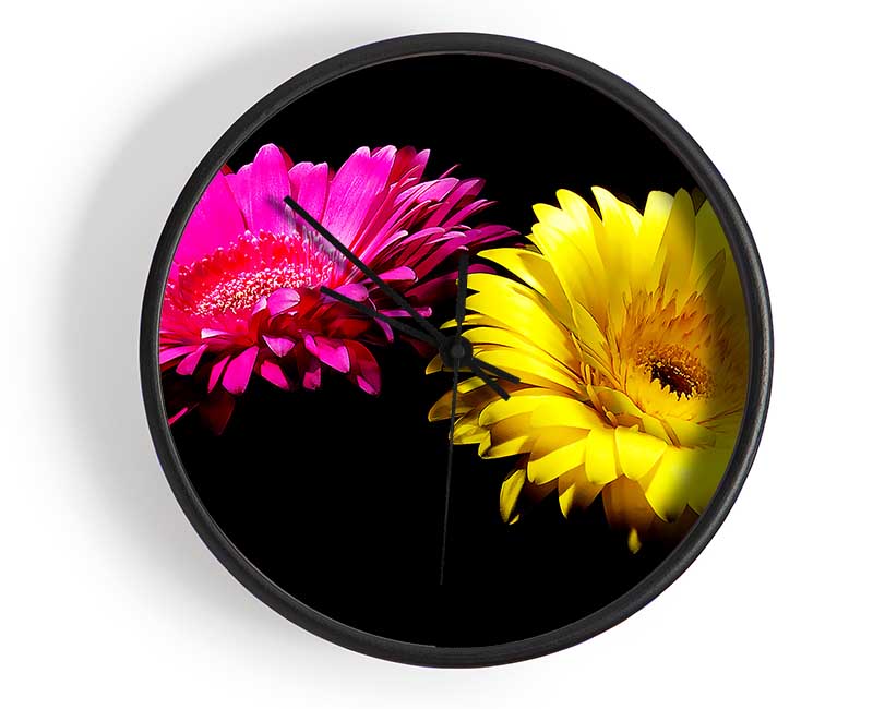 Pink And Yellow Gerbera Delight Clock - Wallart-Direct UK