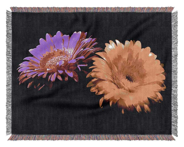 Pink And Yellow Gerbera Delight Woven Blanket