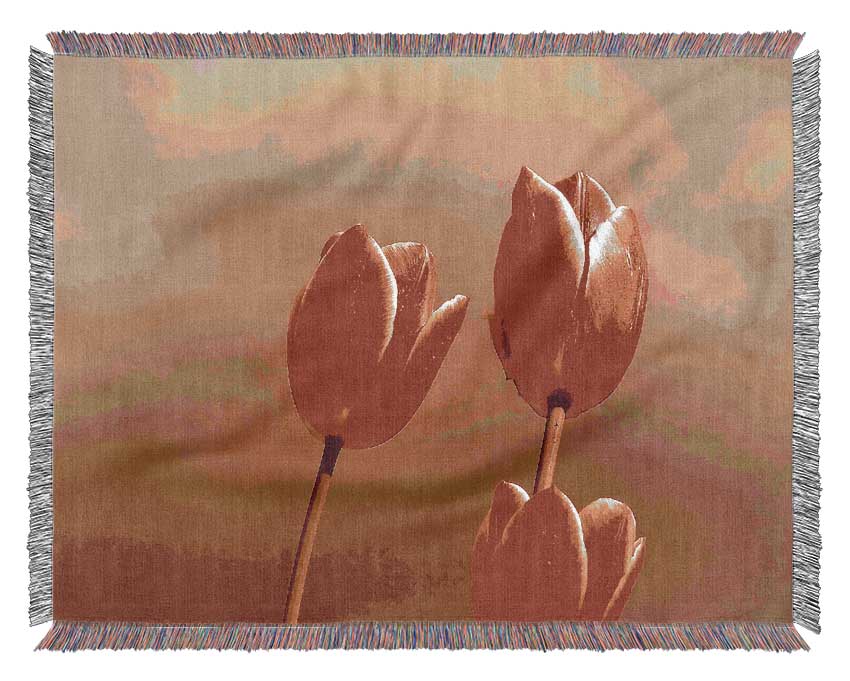 Red Tulip Trio Woven Blanket