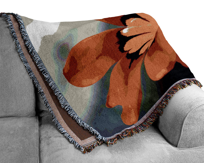 Orange Petaled Beauties Woven Blanket