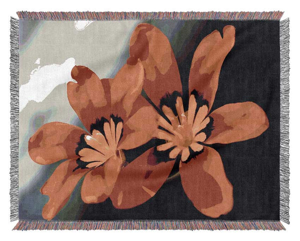 Orange Petaled Beauties Woven Blanket