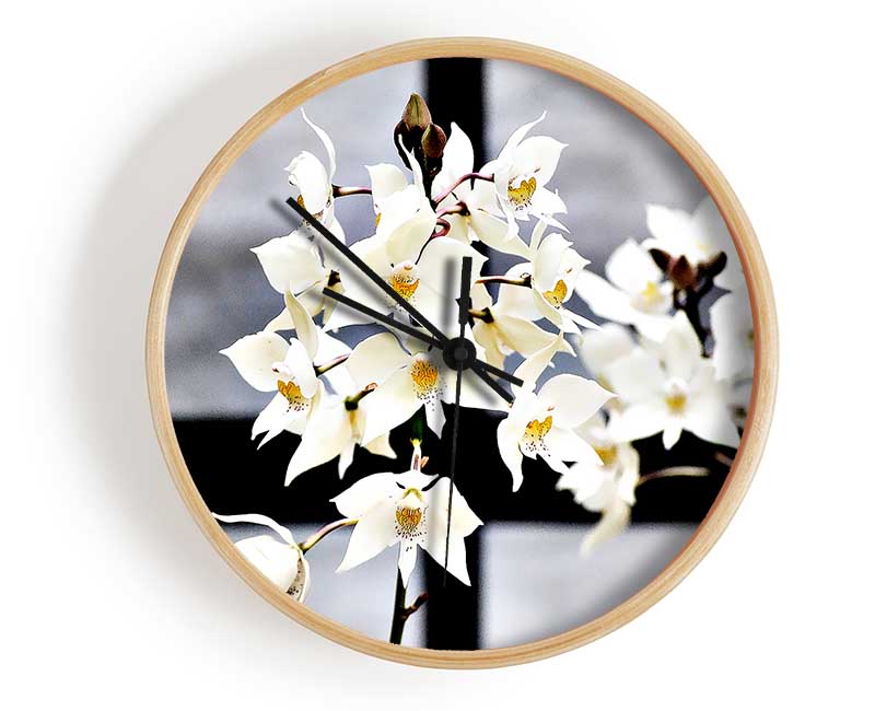 White Snowdrop Cross Clock - Wallart-Direct UK