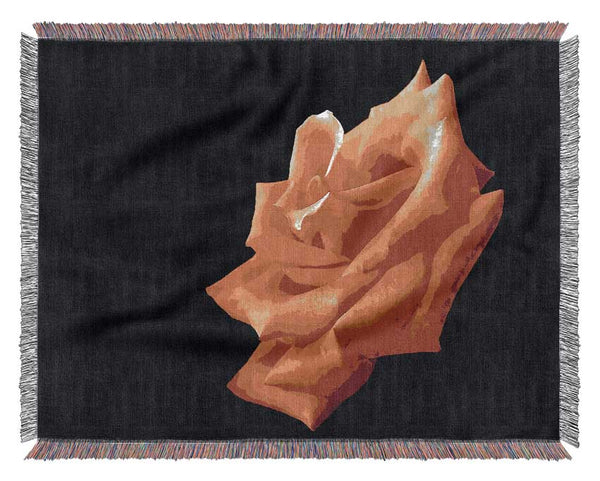 Single Orange Rose In Bloom Woven Blanket