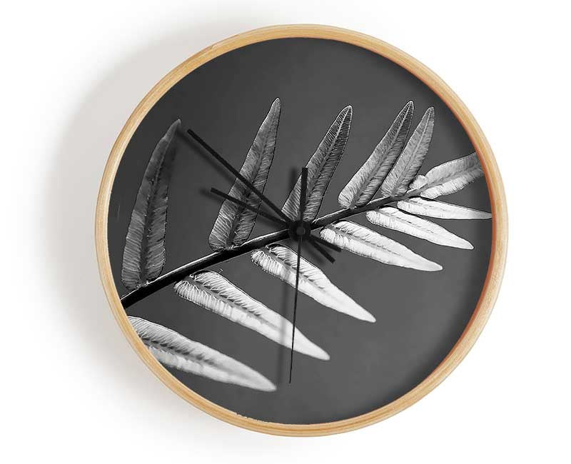 Grey Leaves Clock - Wallart-Direct UK