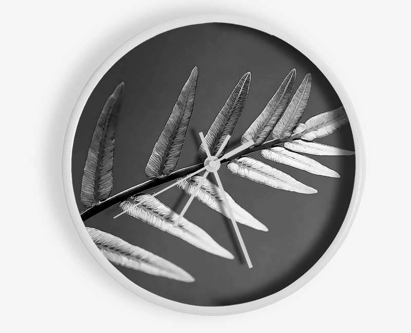 Grey Leaves Clock - Wallart-Direct UK