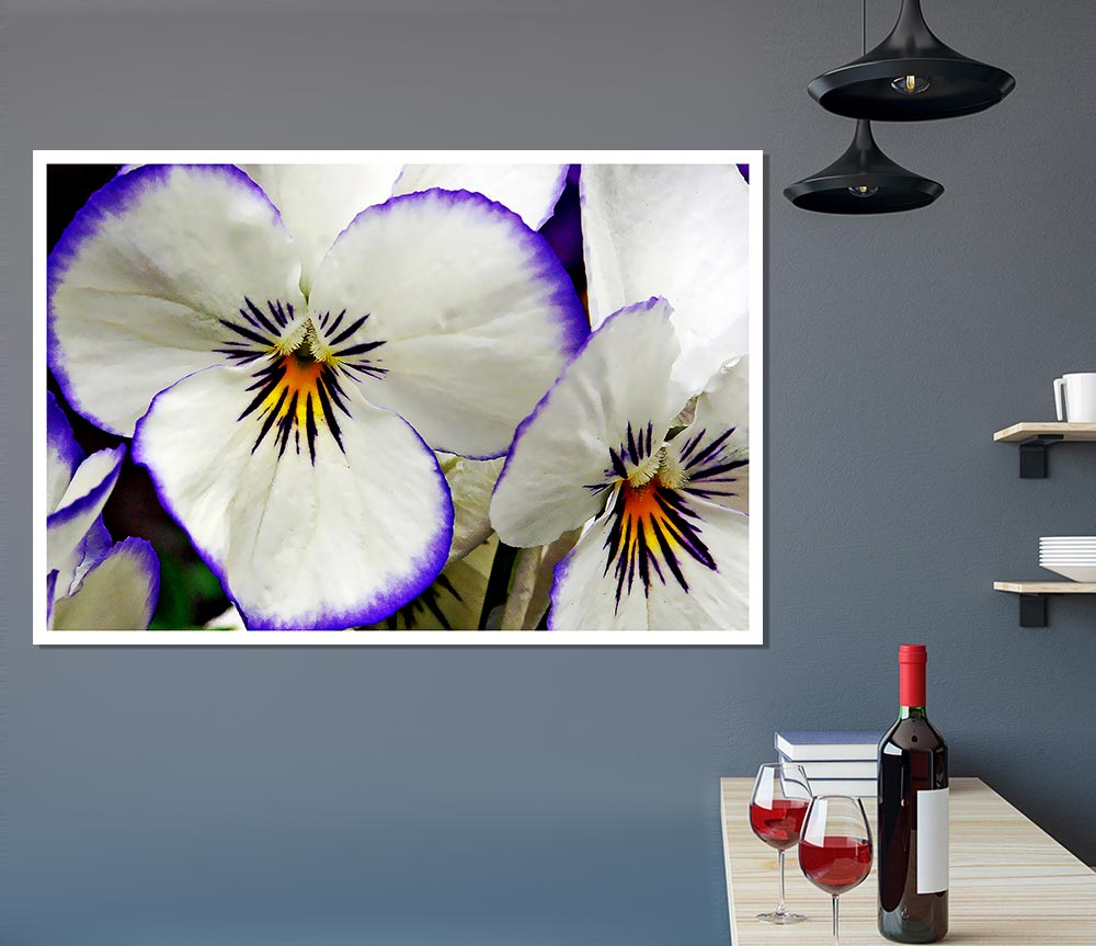 White Purple Petals Print Poster Wall Art