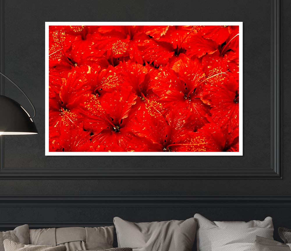 An Ocean Of Red Leaves Print Poster Wall Art