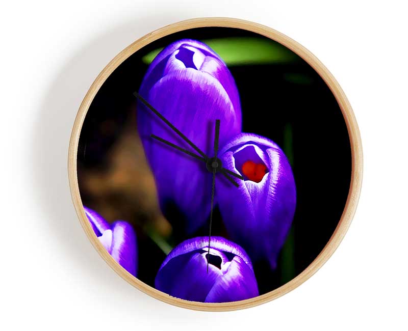 Purple Crocus Delight Clock - Wallart-Direct UK