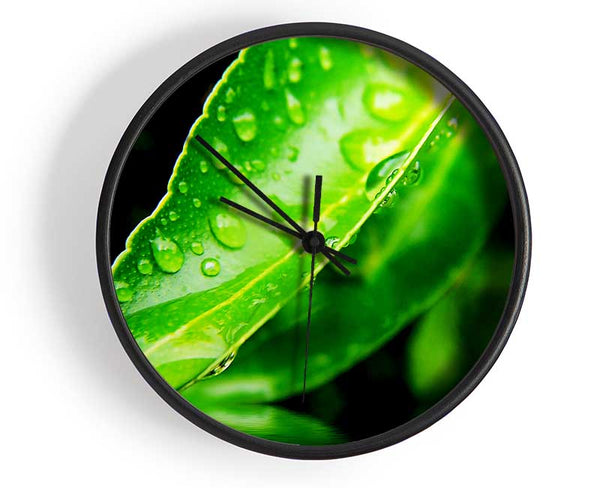 Green Leaf Reflection Clock - Wallart-Direct UK