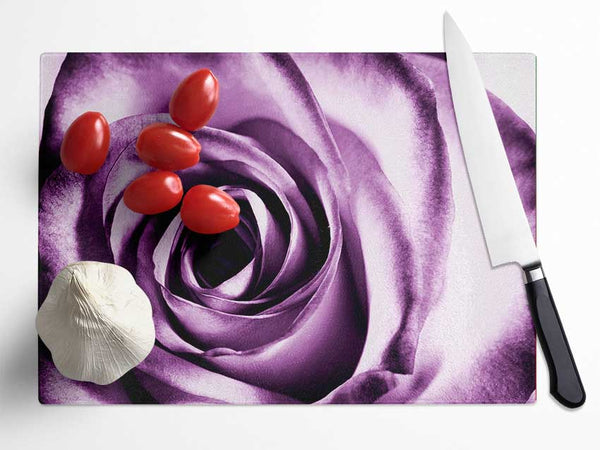 Purple Rose Delight Glass Chopping Board