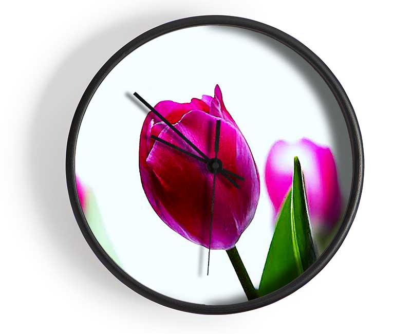 Cerise Tulip Quads Clock - Wallart-Direct UK