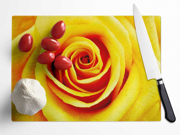 Golden Rose Close-Up Glass Chopping Board