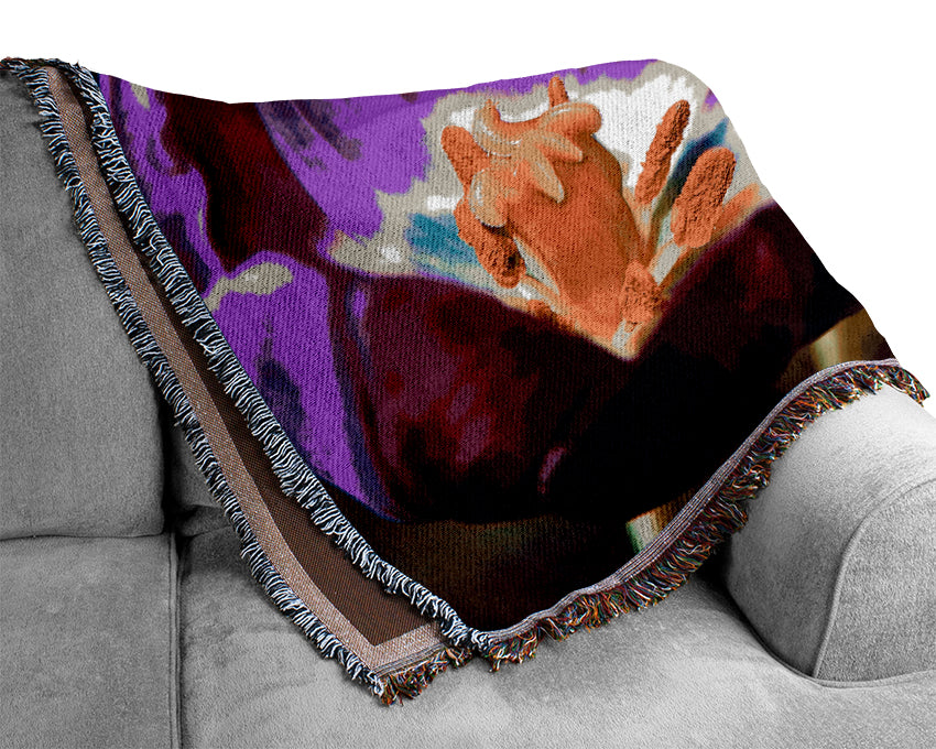 Purple Tulip Centre Woven Blanket