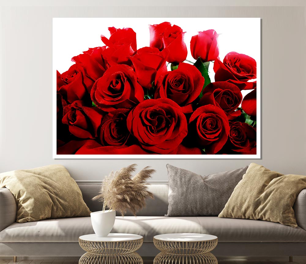 Bouquet Of Red Roses Print Poster Wall Art