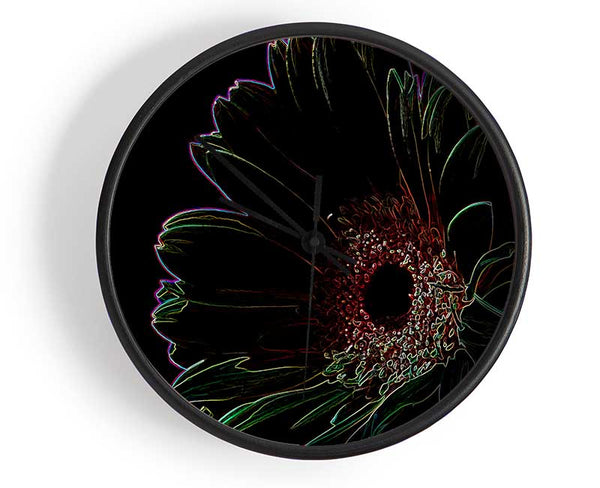 Abstarct Neon Floral 16 Clock - Wallart-Direct UK