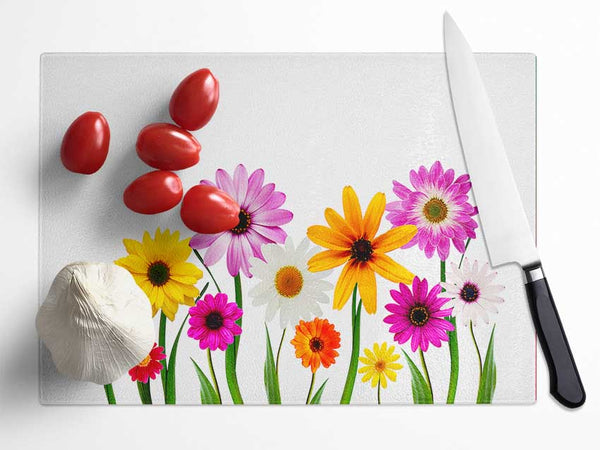 Garden Flower Party Glass Chopping Board